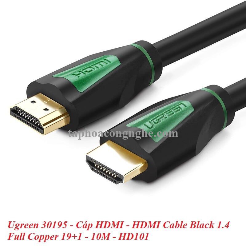 Ugreen 30195 10M màu Đen Cáp tín hiệu HDMI chuẩn 1.4 hỗ trợ phân giải 4K * 2K HD116 30030195